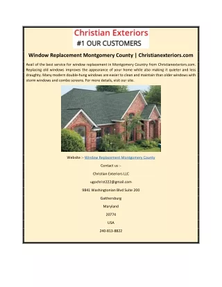 Window Replacement Montgomery County | Christianexteriors.com