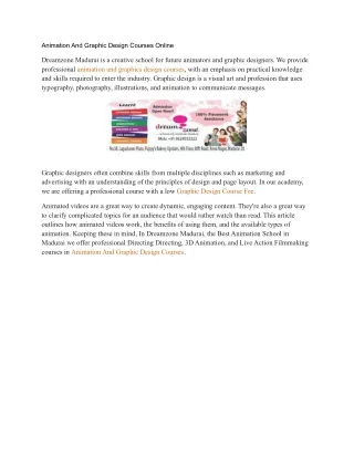 animation and graphic design courses online