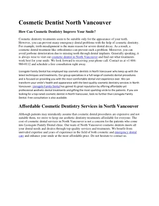 Cosmetic Dentist North Vancouver