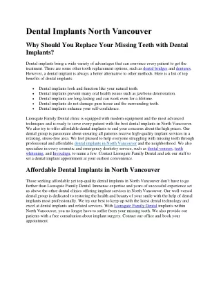 Dental Implants North Vancouver