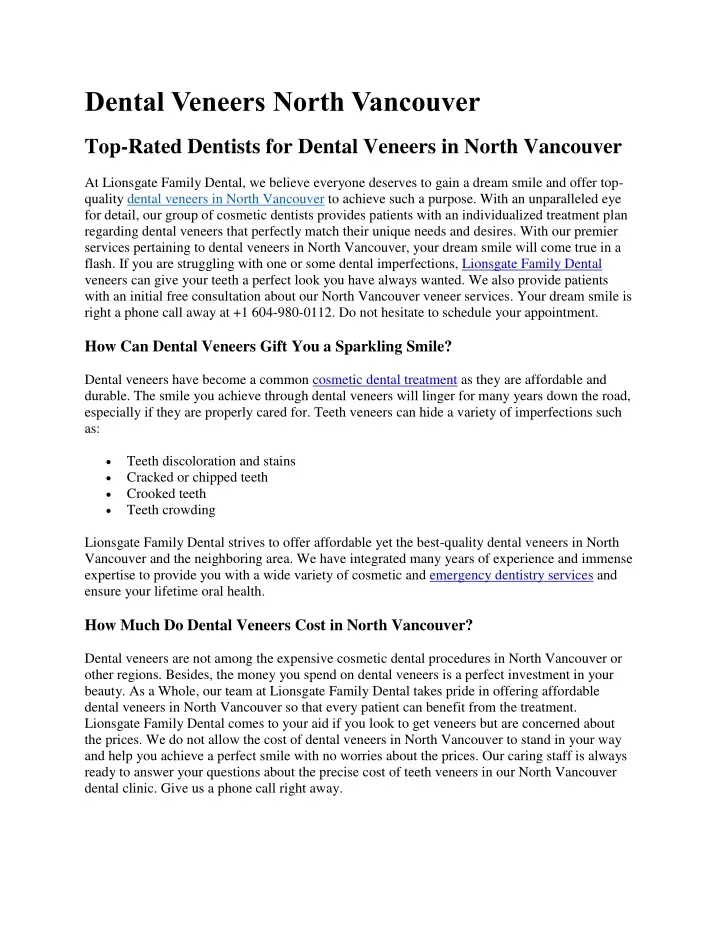 dental veneers north vancouver