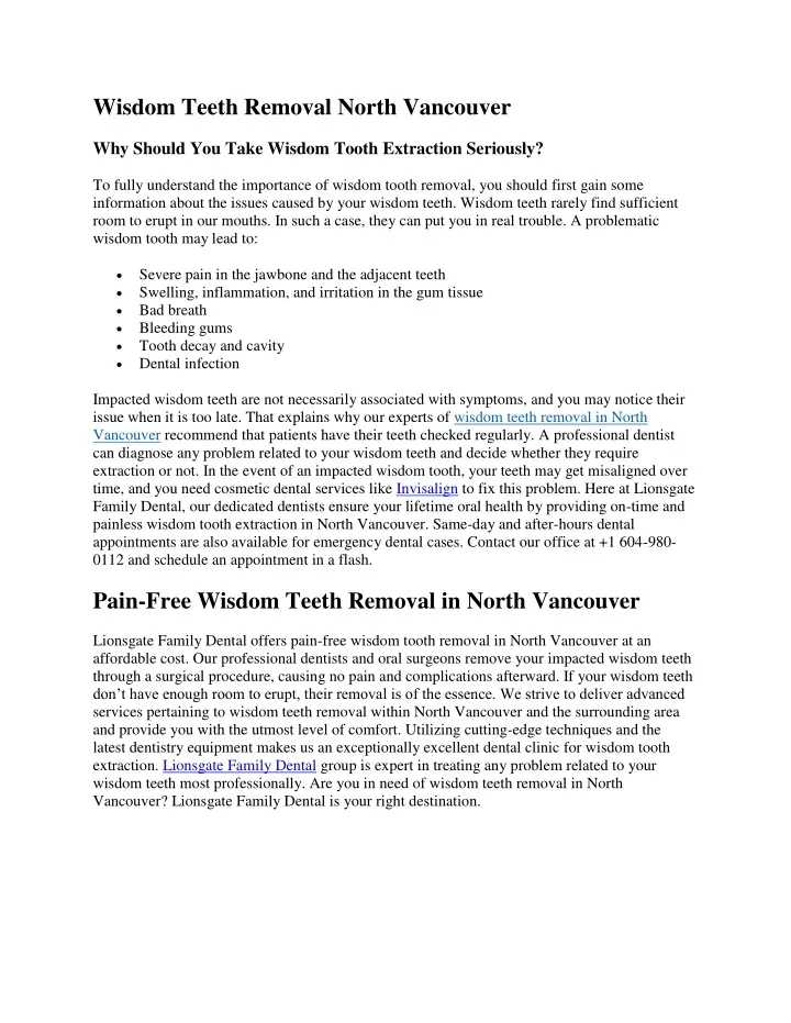 wisdom teeth removal north vancouver