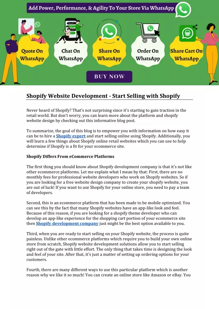 shopify website development start selling with