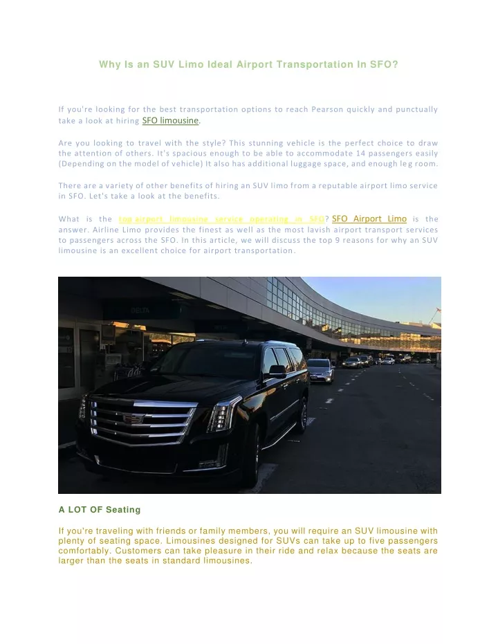 why is an suv limo ideal airport transportation