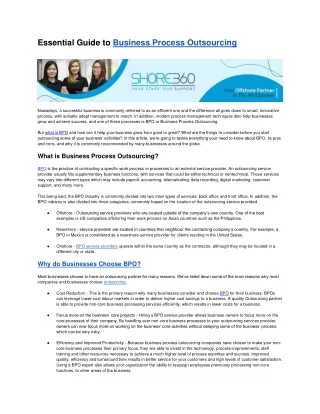 essential guide to business process outsourcing