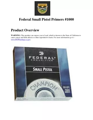 Federal Small Pistol Primers #1000