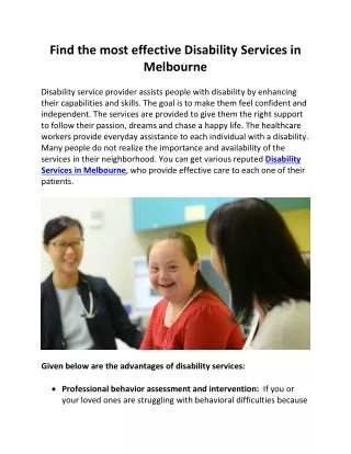 Find the most effective Disability Services in Melbourne