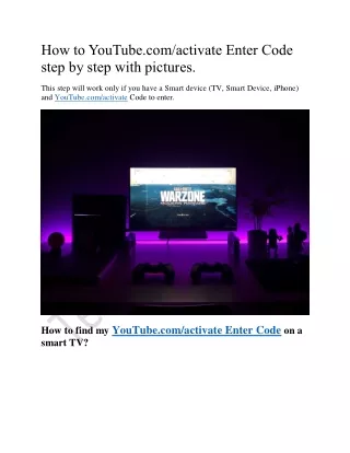 How to YouTube.com slash activate Enter Code step by step with pictures