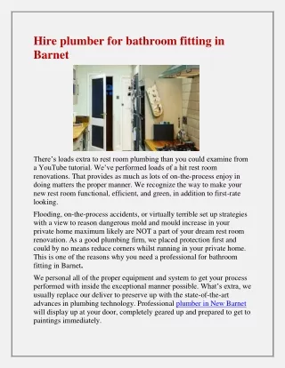 hire plumber for bathroom fitting in barnet