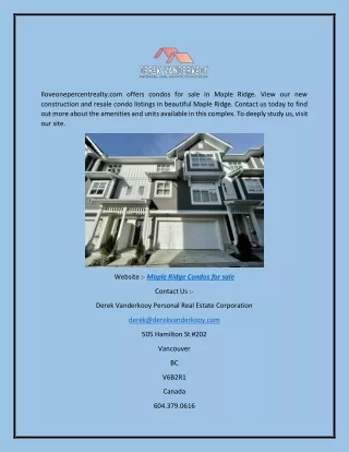 Maple Ridge Condos for Sale | Iloveonepercentrealty.com