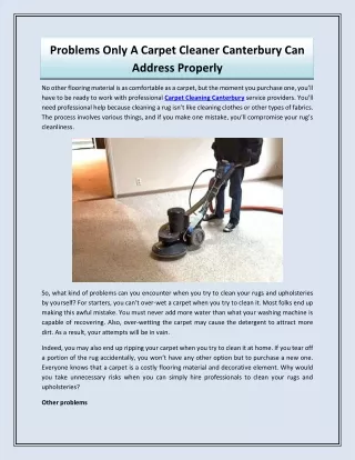Problems Only A Carpet Cleaner Canterbury Can Address Properly