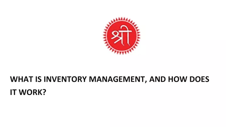 what is inventory management and how does it work