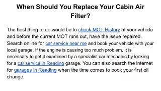 when should you replace your cabin air filter