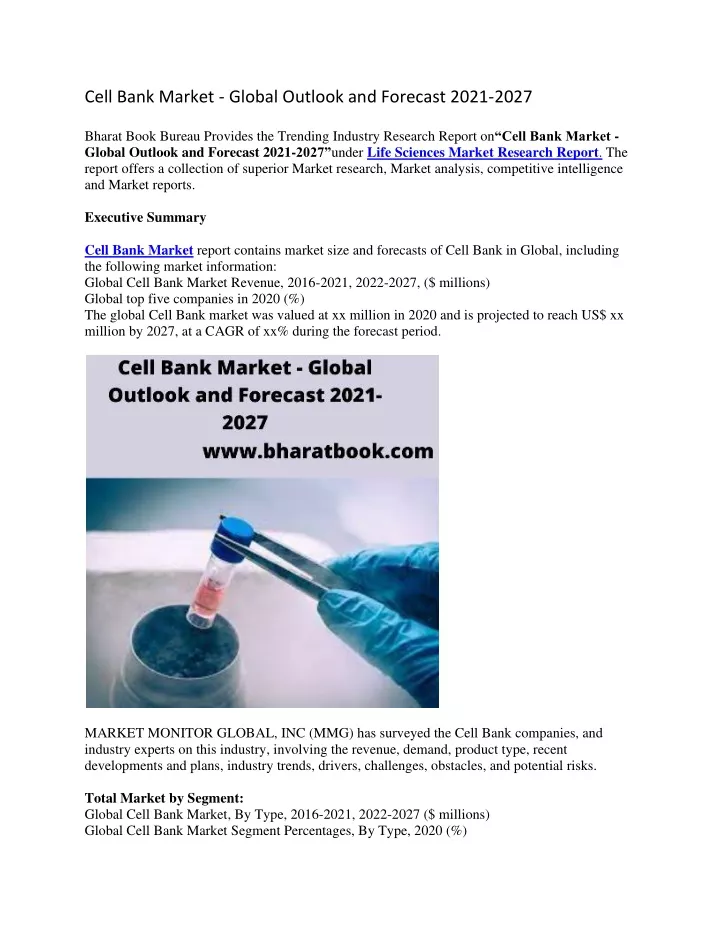 cell bank market global outlook and forecast 2021