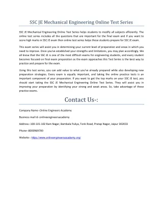 ssc je mechanical engineering online test series