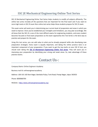 ssc je mechanical engineering online test series
