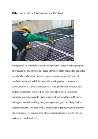 title how to find a solar installer you can trust