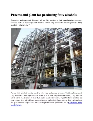 Process and plant for producing fatty alcohols