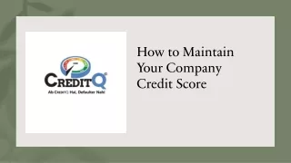 how to maintain your company credit score