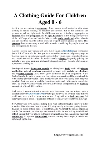 a clothing guide for children aged 0 6