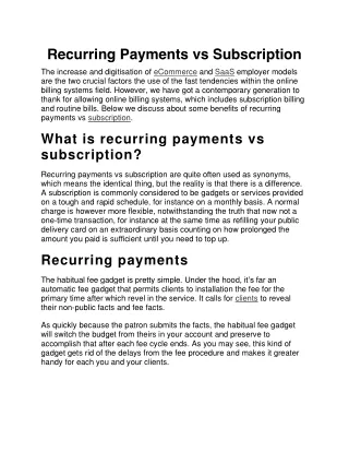 recurring payments vs subscription the increase
