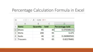 percentage calculation formula in excel