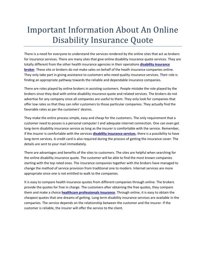 important information about an online disability