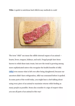 title a guide to nutritious beef offal easy