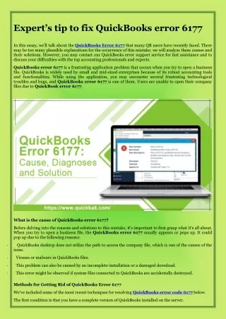Expert’s tip to fix QuickBooks error 6177