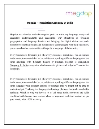 Megdap - Translation Company In India