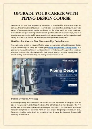 Upgrade Your Career With Piping Design Course