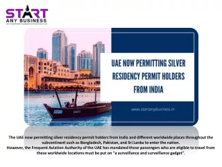 UAE Now Permitting Silver Residency Permit Holders From India
