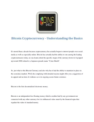 bitcoin cryptocurrency understanding the basics
