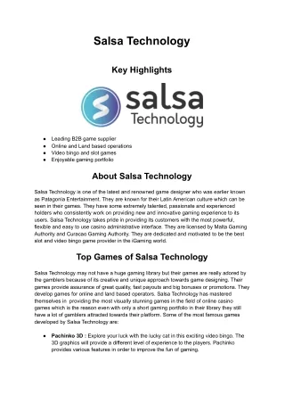 salsa technology key highlights