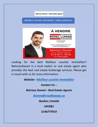 Meilleur courtier immobilier | BehroozDavani
