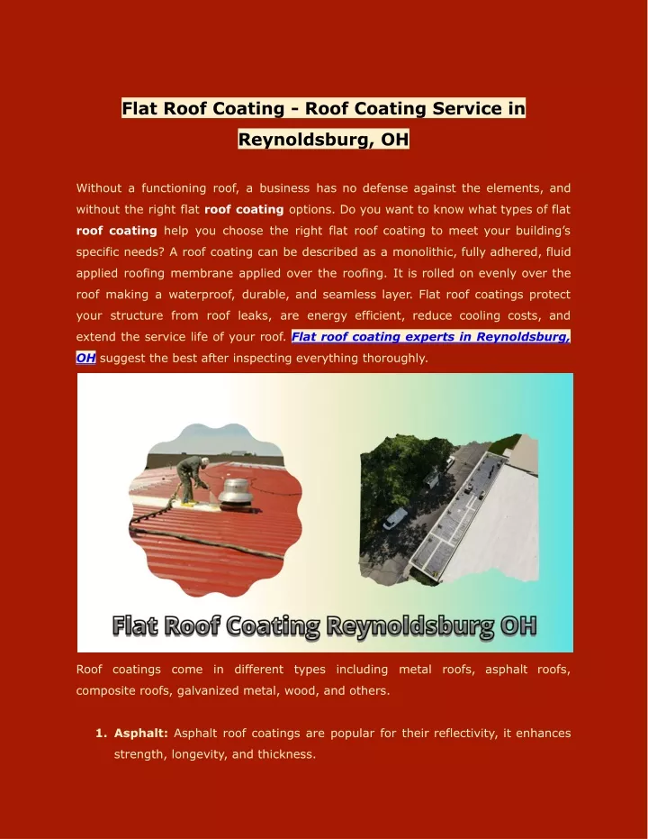 flat roof coating roof coating service in