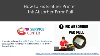how to fix brother printer ink absorber error full