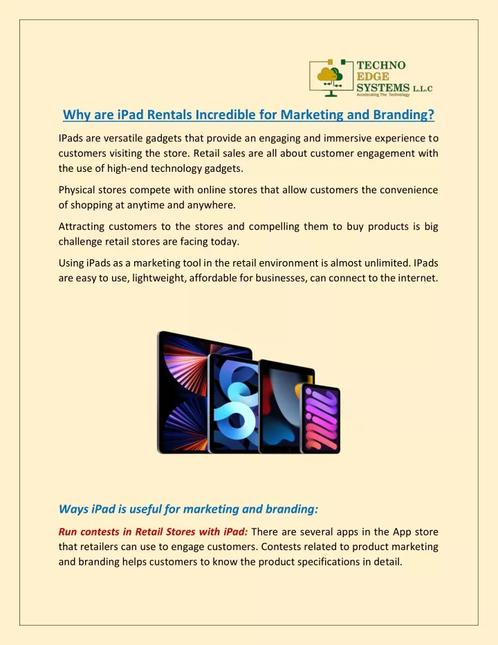 why are ipad rentals incredible for marketing