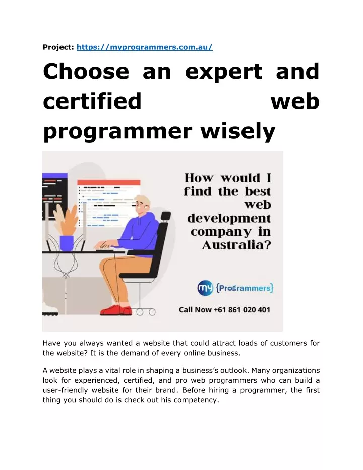 project https myprogrammers com au choose