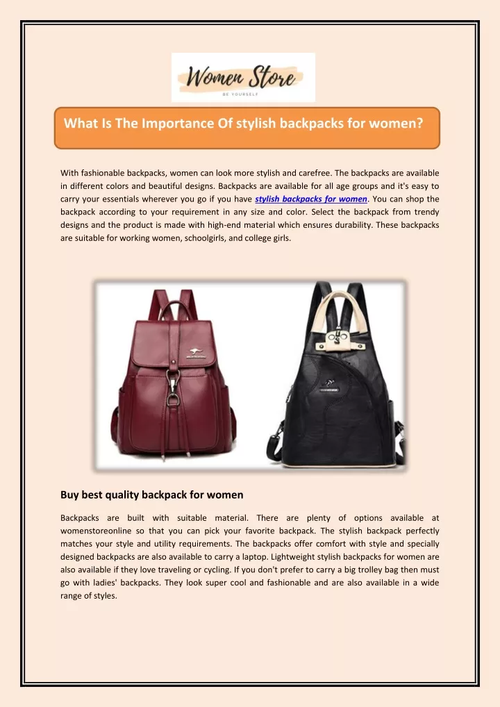 what is the importance of stylish backpacks