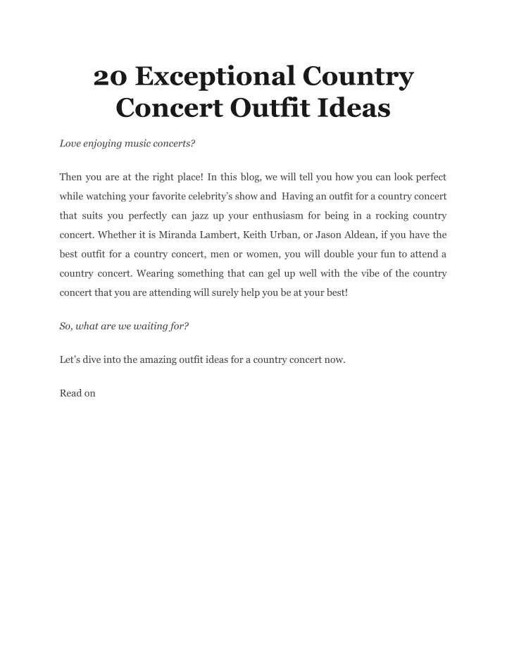 20 exceptional country concert outfit ideas