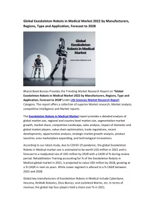 global exoskeleton robots in medical market 2022