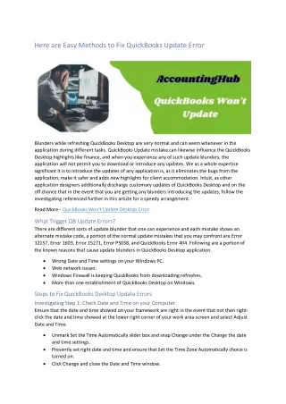 here are easy methods to fix quickbooks update