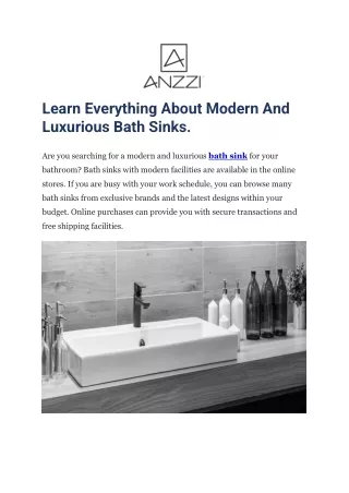 Learn Everything About Modern And Luxurious Bath Sinks