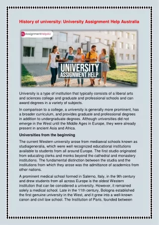 history of university university assignment help