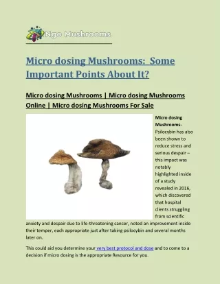 micro dosing mushrooms some important points