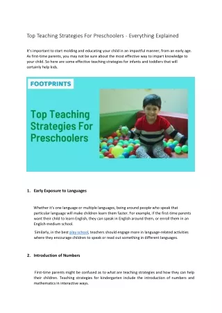 Top Teaching Strategies For Preschoolers - Everything Explained