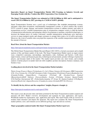 innovative report on smart transportation market