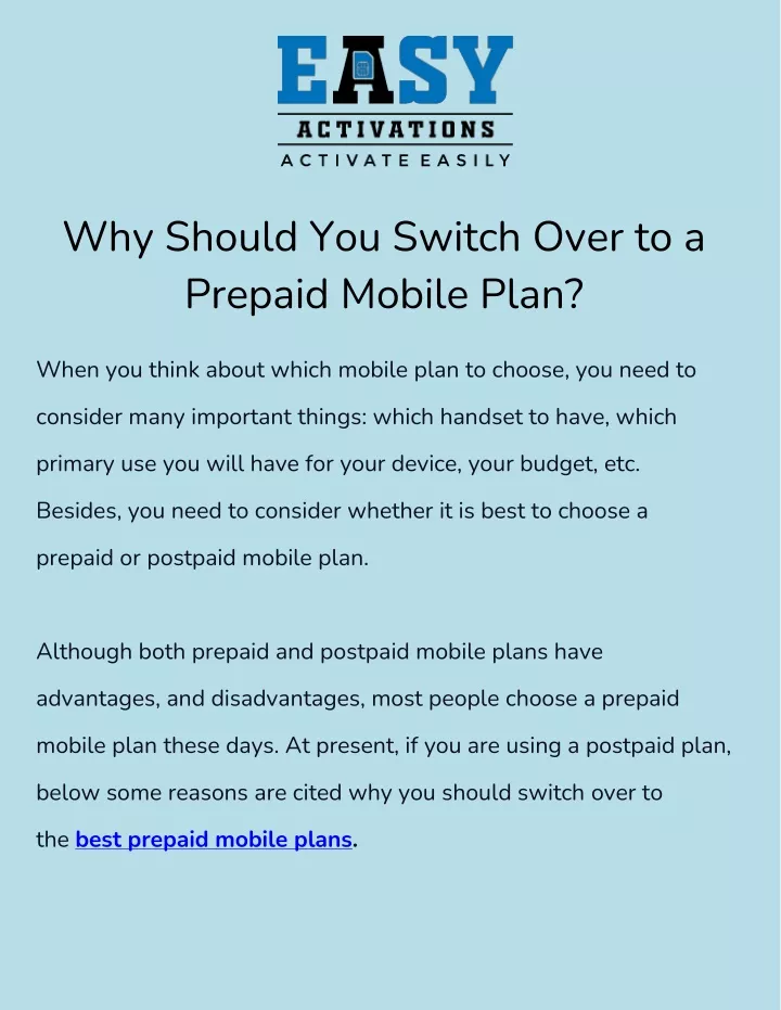 why should you switch over to a prepaid mobile