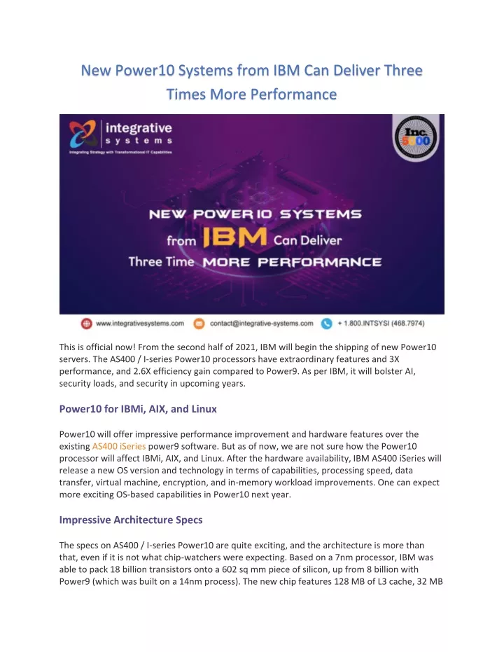 new power10 systems from ibm can deliver three